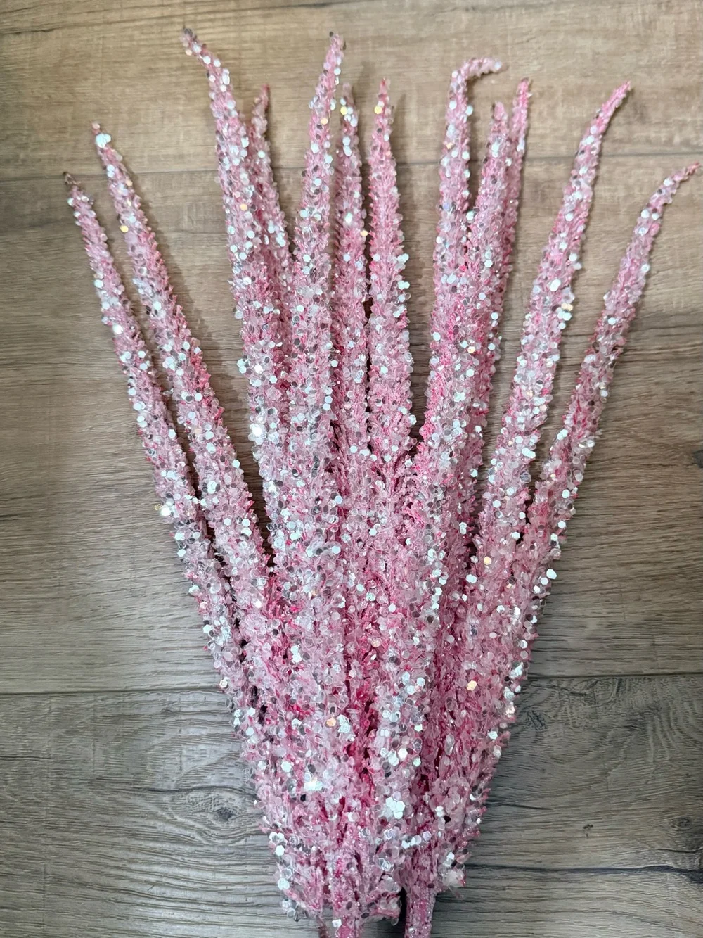 2 Pink Decorative Glitter Pampas Stems pier 1 Home Accents